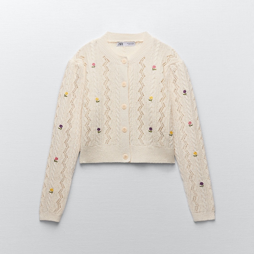 ZARA FLORAL EMBROIDERY CARDIGAN
ECRU